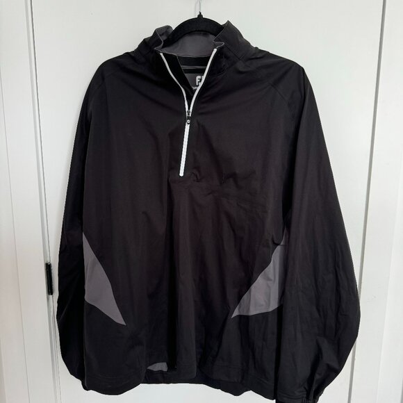 FootJoy Black Quarter Zip Long Sleeve Hydroknit Rain Jacket Large Mens - Picture 1 of 4